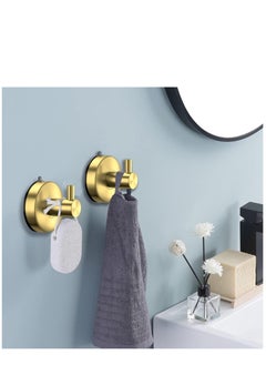 KASTWAVE Suction Cup Hooks for Shower Towel Holder Stainless Steel Vacuum Bathroom Shower Hook Suction Washcloth Hanger Kitchen Towel Rack for Robe Loofah Wreath Glass Door Window Wall Brushed Gold 2Pcs  - Image 2