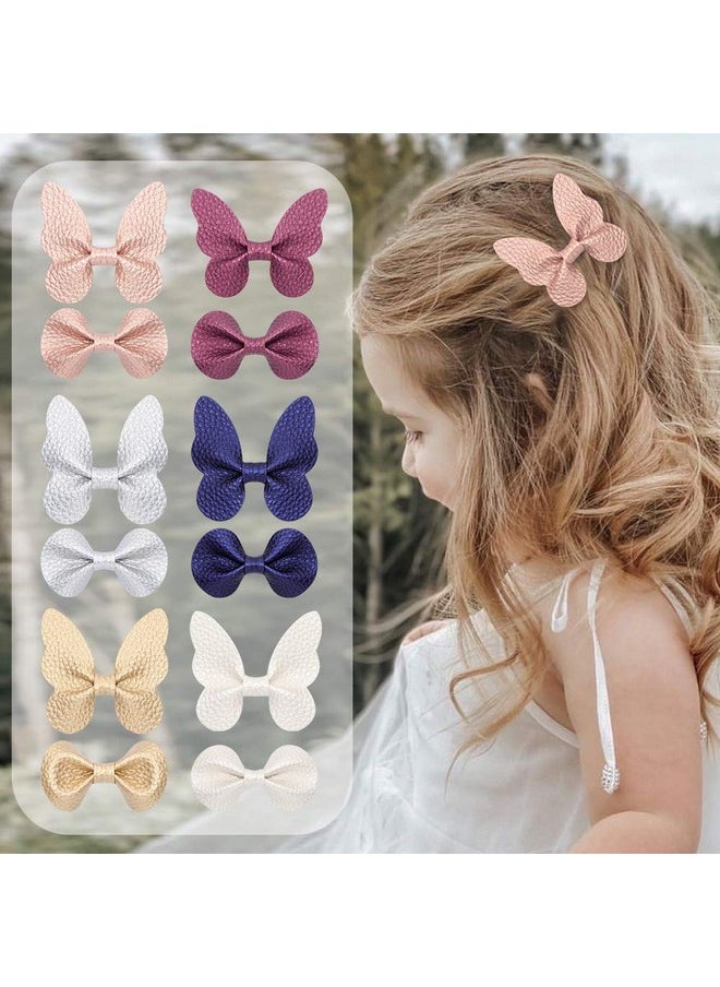 Liasun 6Pcs/Set Butterfly Hair Clips Soft Wave Grain Pu With Alligator Clips Barrettes Hair Accessories For Baby Girls Kids Children Women(Butterfly Hair Clips)  - Image 3