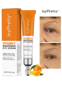 JoyPretty Vitamin C Brightening Eye Serum, Lighten Anti Aging Eye Serum Reduces Wrinkles Fine Lines Brightening Serum For Women, Remove For Dark Circles Puffiness Under Eye Bags Fine Line Crow's Feet, 20ML  - Image 1