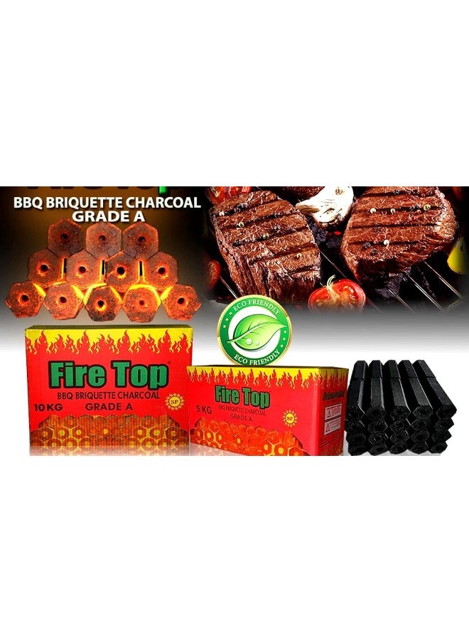 ALSAQER - Fire Top BBQ Charcoal Sticks With Hole-10 KG | Barbeque Hexa Shape Stick Hole Charcoal - Image 1