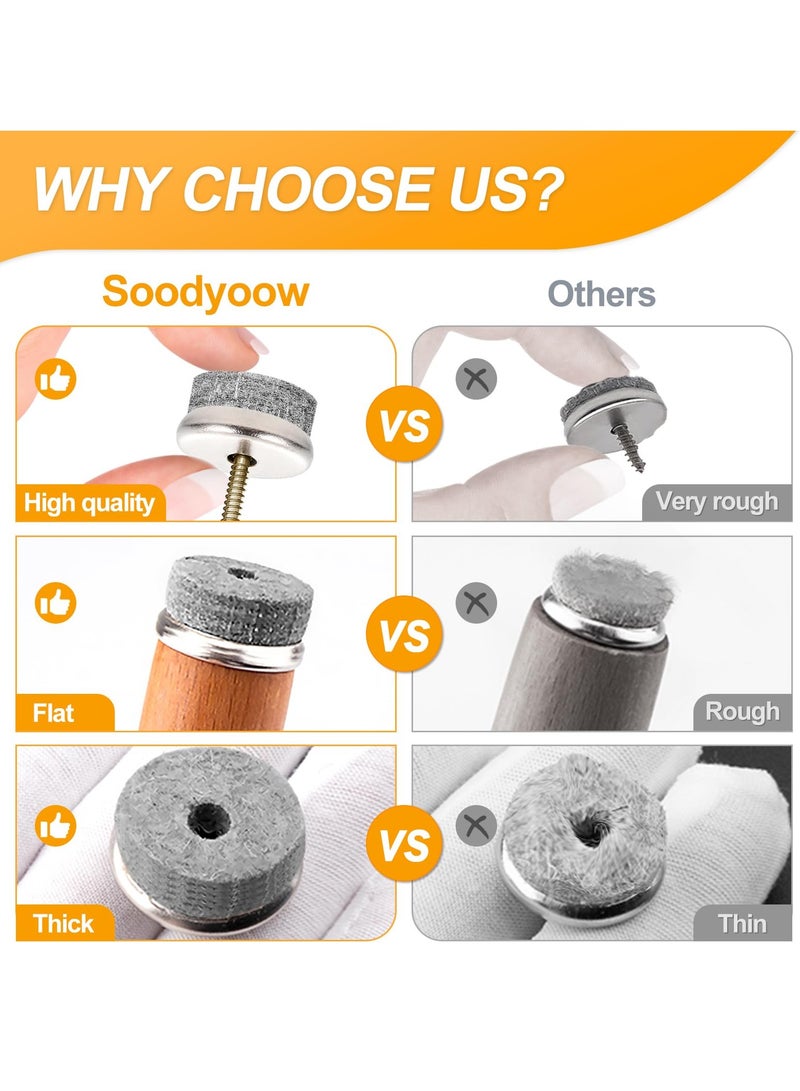 KASTWAVE Felt Glide Screws, 50 Pcs 22mm Diameter Felt Pads for Furniture Feet, Round Chair Leg pads Nail-on Slider Pads for Wooden Furniture Stools Table Leg Feet - Image 4