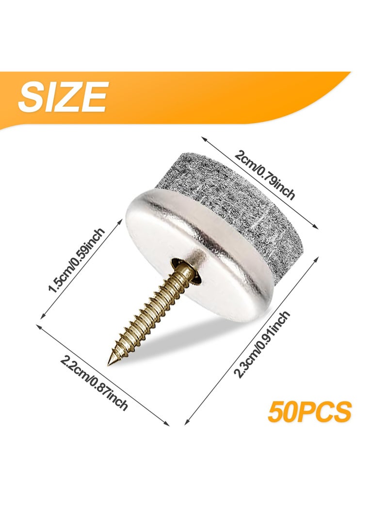 KASTWAVE Felt Glide Screws, 50 Pcs 22mm Diameter Felt Pads for Furniture Feet, Round Chair Leg pads Nail-on Slider Pads for Wooden Furniture Stools Table Leg Feet - Image 2