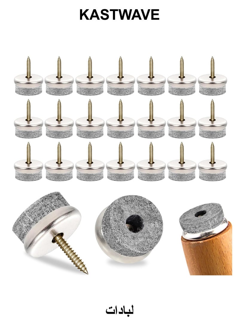 KASTWAVE Felt Glide Screws, 50 Pcs 22mm Diameter Felt Pads for Furniture Feet, Round Chair Leg pads Nail-on Slider Pads for Wooden Furniture Stools Table Leg Feet - Image 1