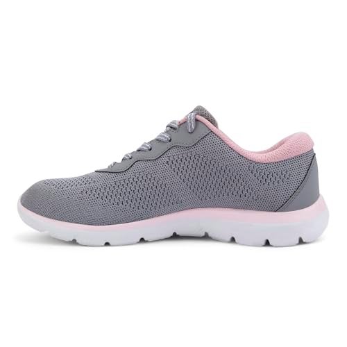 Skechers Womens Summits Charcoal Pink Casual Lace Up Shoes - Image 4