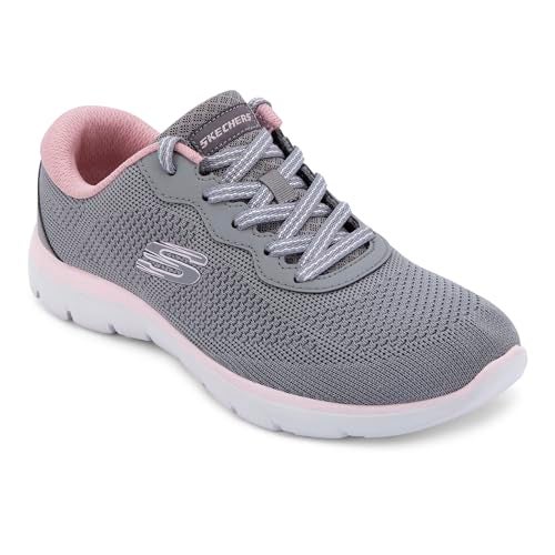 Skechers Womens Summits Charcoal Pink Casual Lace Up Shoes - Image 5