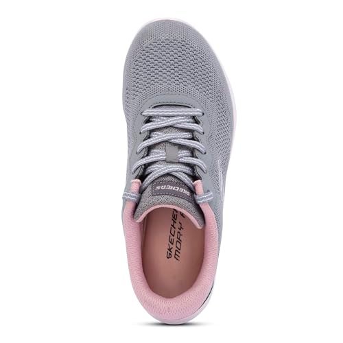 Skechers Womens Summits Charcoal Pink Casual Lace Up Shoes - Image 2