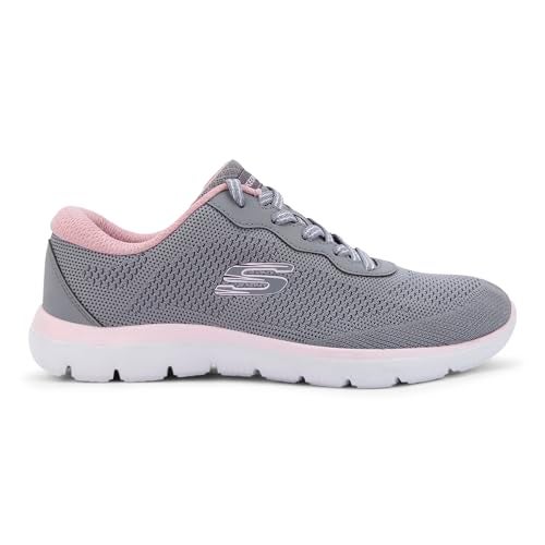 Skechers Womens Summits Charcoal Pink Casual Lace Up Shoes - Image 1