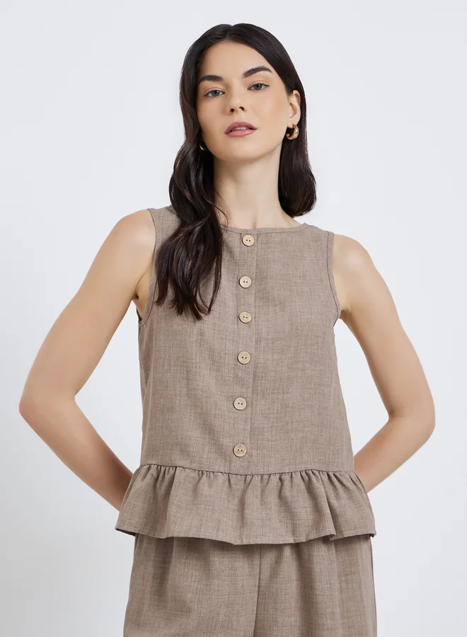 تايك تو Take Two Women Brown Sleeveless Top and Trousers Co-Ords
