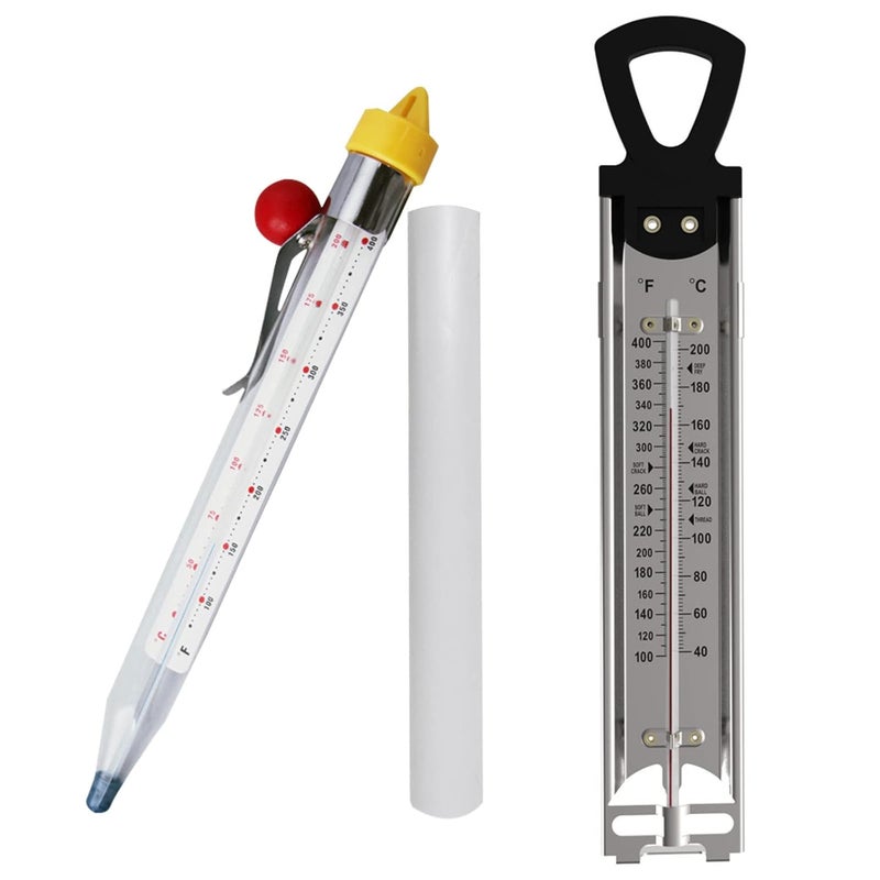 Vkooer Candy Thermometer with Pot Clip, 2 Pack Deep Fry Oil Kitchen Food Cooking Thermometer for Jam, Syrup, Jelly, and Deep Fry, Instant Read Candy Thermometer for Candy Making - Image 1