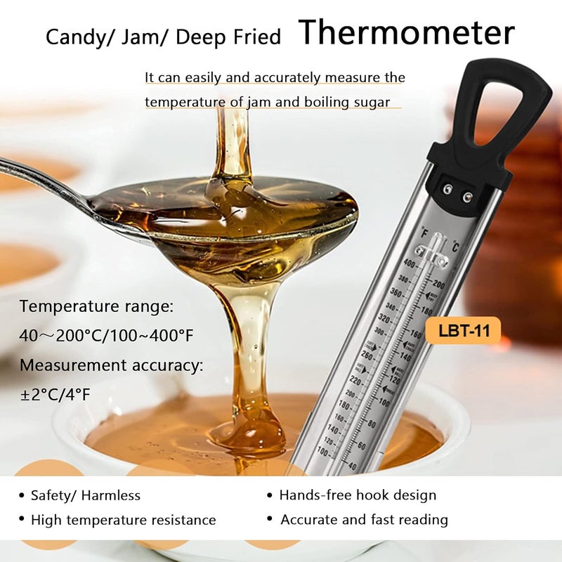 Vkooer Candy Thermometer with Pot Clip, 2 Pack Deep Fry Oil Kitchen Food Cooking Thermometer for Jam, Syrup, Jelly, and Deep Fry, Instant Read Candy Thermometer for Candy Making - Image 3