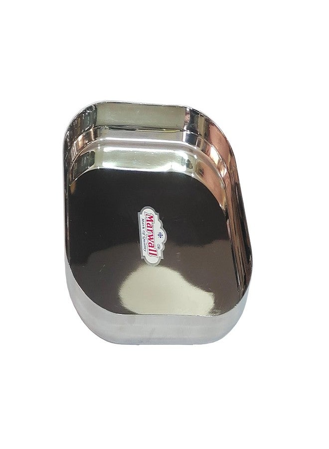 MARWALL Stainless Steel Square Thali/Khumcha/Plates (21 CM X21 CM) - Image 2