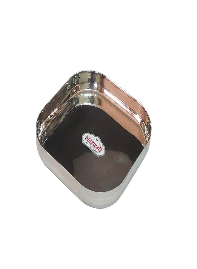 MARWALL Stainless Steel Square Thali/Khumcha/Plates (21 CM X21 CM) - Image 1