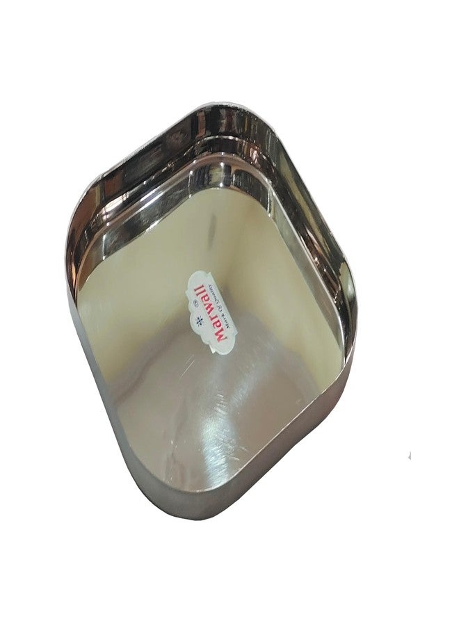 MARWALL Stainless Steel Square Thali/Khumcha/Plates (21 CM X21 CM) - Image 4
