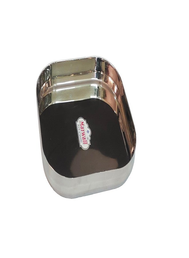 MARWALL Stainless Steel Square Thali/Khumcha/Plates (21 CM X21 CM) - Image 3