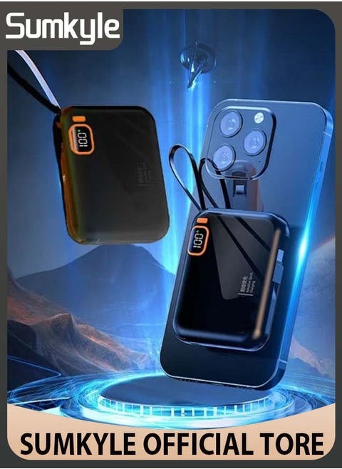 10000 mAh 22.5W Dual-Wire Fast Charging Portable Mini Power Bank With Type-C And Lightning Output Cables