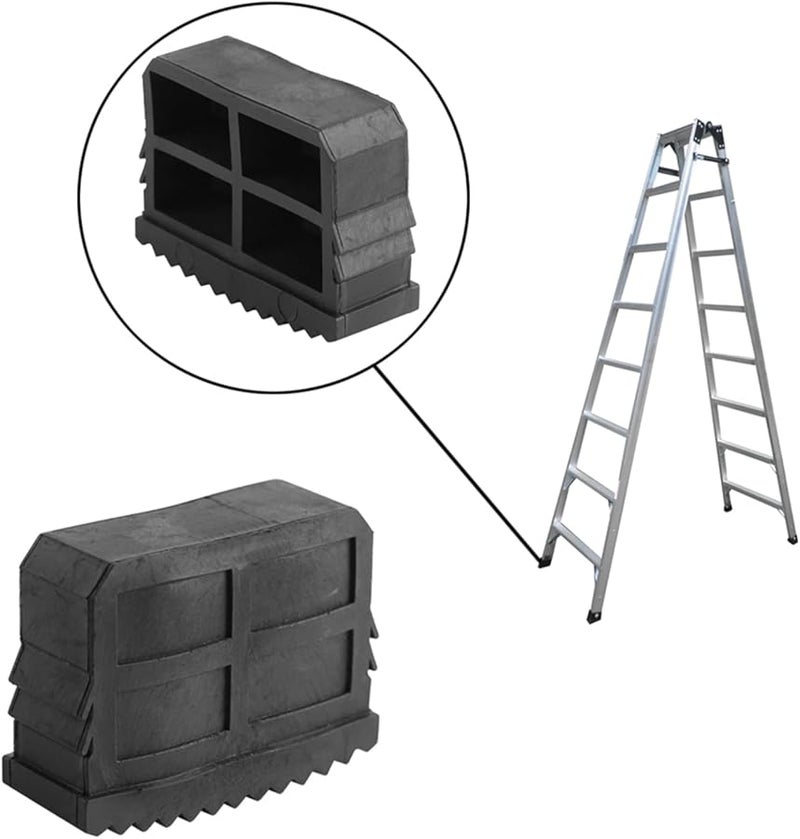 Black Rubber Ladder Feet Pads 2Pcs Non Slip Replacement Treads For Aluminum Ladder - Image 3