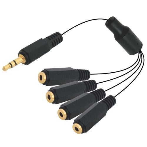 MX 3.5 mm Stereo Headphone Splitter – Gold‑Plated Plug with Dual‑Shielded Cable, 1 Male to 4 Female Splitter, 20 cm - Image 1