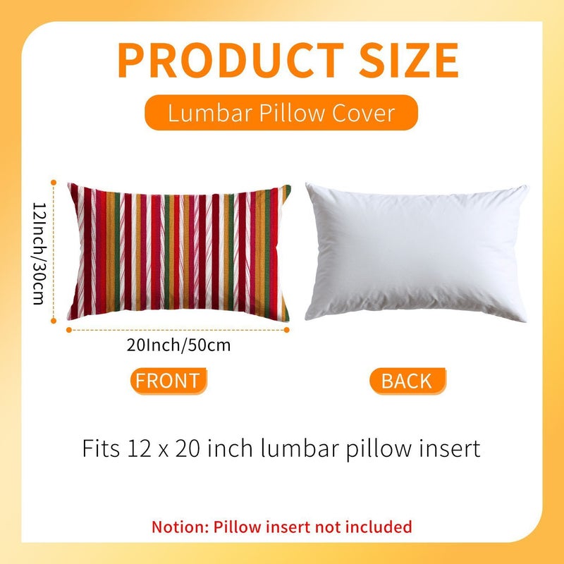 Vibrant Striped Throw Pillows 2 Pack 12x20 Inch Soft Plush Polyester Outdoor Decor - Image 3