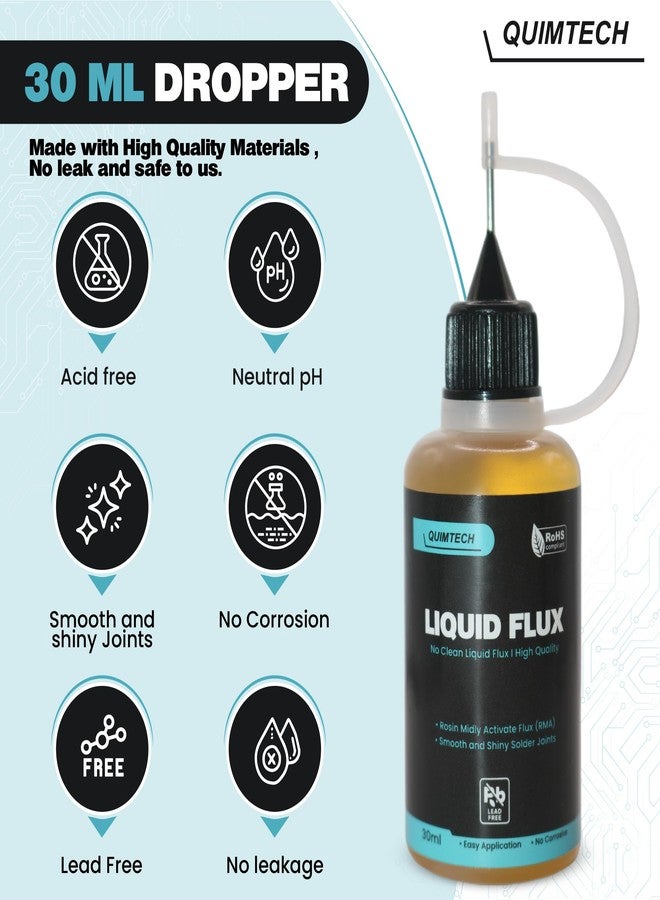 QUIMTECH Liquid Solder Flux (30 ml) I Liquid Solder Flux I Soldering Flux I Electrical Solder I No Clean Liquid Flux I Rosin Flux I Soldering Flux for Electronics I Lead Free Liquid Solder I - Image 3