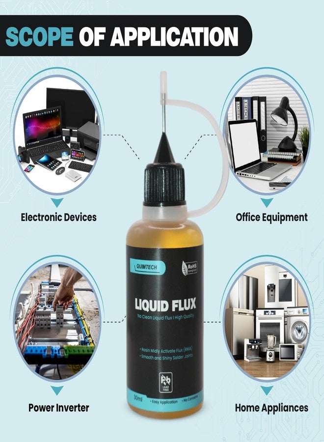 QUIMTECH Liquid Solder Flux (30 ml) I Liquid Solder Flux I Soldering Flux I Electrical Solder I No Clean Liquid Flux I Rosin Flux I Soldering Flux for Electronics I Lead Free Liquid Solder I - Image 5