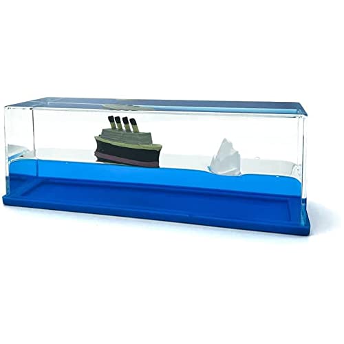 Honsheng Unsinkable Titanic Simulator Toy Wavey Boat in a Box Liquid Wave Cruise Fluid Ship Decoration Ornament for Car Decoration Paperweight Desk Toy Gifts - Image 1