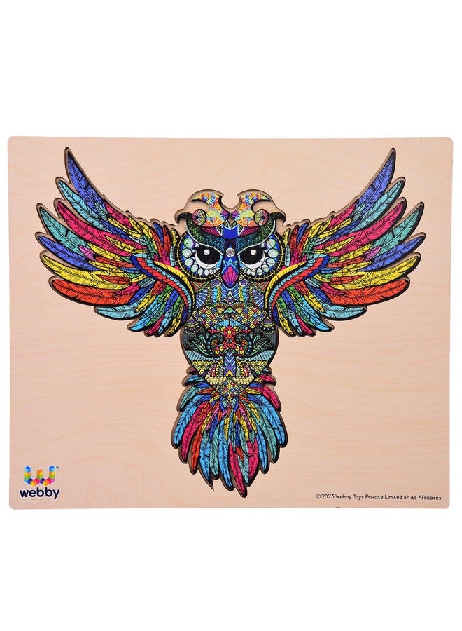 Webby Colourful Jigsaw Puzzle, Beautiful Unique Family Animal Shape Jigsaw Puzzle, Best Gift for Adults and Kids, Owl Shaped Puzzle with Tray (28×24) cm, 100 Pcs - Image 1