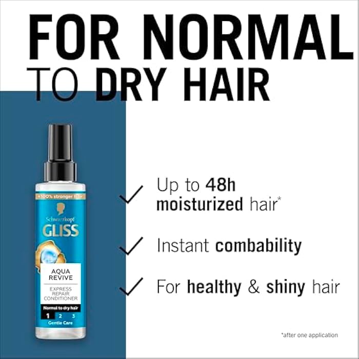 Gliss Schwarzkopf Gliss Hair Repair Aqua Revive Express Hair Conditioner 200ml - Image 4