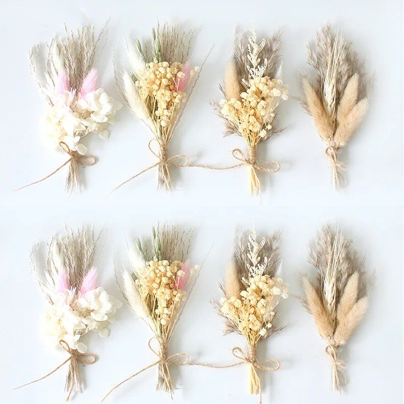 Bluejw Trendy Rustic Dried Flower Wedding Bouquet - Boho Pampas Grass Bridal Flowers with Natural Dried Plants - Image 5