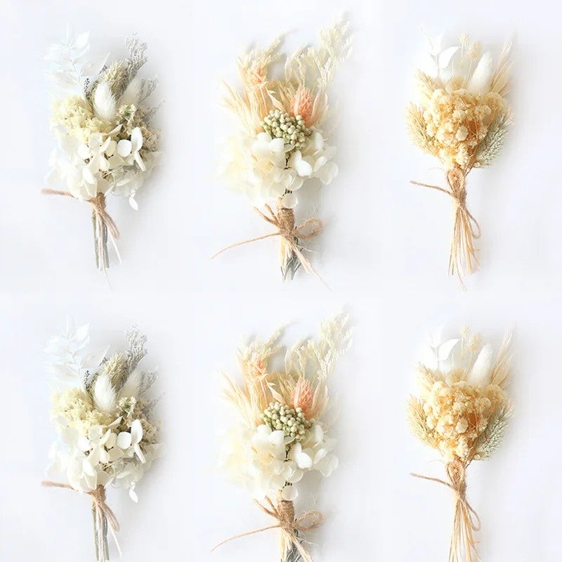 Bluejw Trendy Rustic Dried Flower Wedding Bouquet - Boho Pampas Grass Bridal Flowers with Natural Dried Plants - Image 1