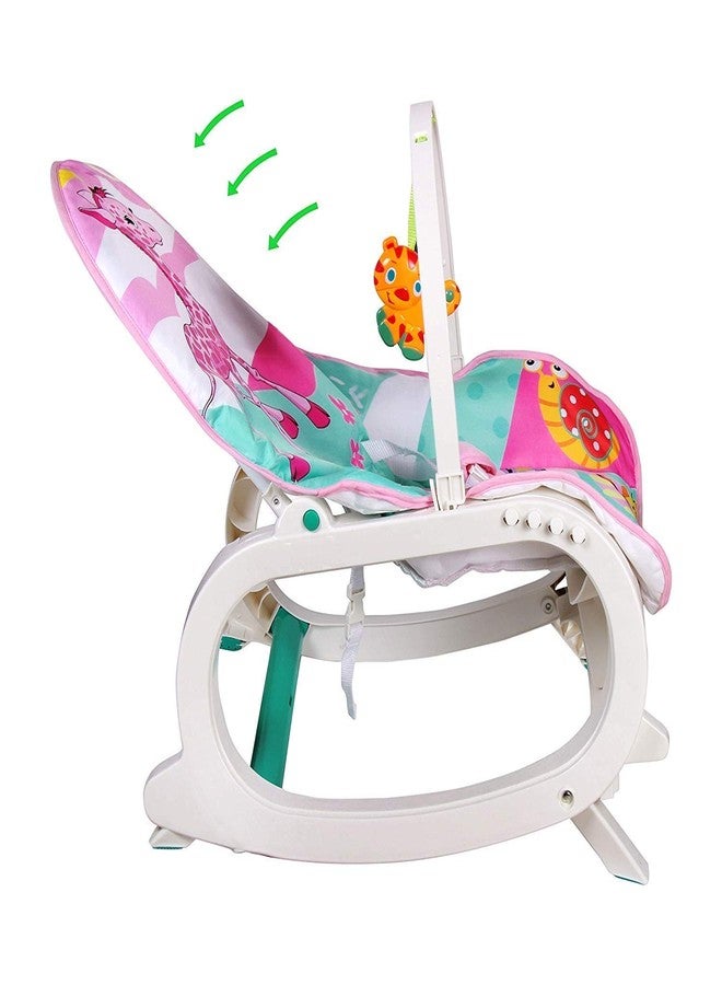 DOMENICO Newborn-to-Toddler Portable Rocker Chair with Tray with Vibration and Musical Mode, Supports up to 20 KG (44 lb), 0-36 Months - Giraffe Pink - Image 3