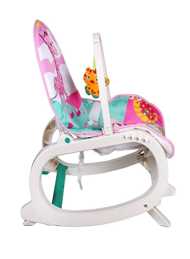 DOMENICO Newborn-to-Toddler Portable Rocker Chair with Tray with Vibration and Musical Mode, Supports up to 20 KG (44 lb), 0-36 Months - Giraffe Pink - Image 4