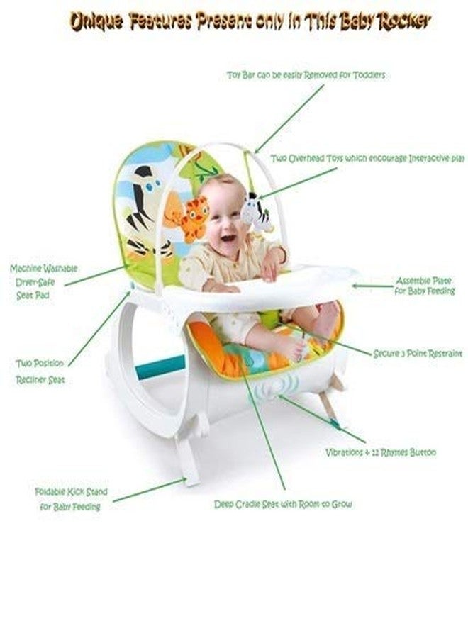 DOMENICO Newborn-to-Toddler Portable Rocker Chair with Tray with Vibration and Musical Mode, Supports up to 20 KG (44 lb), 0-36 Months - Giraffe Pink - Image 2