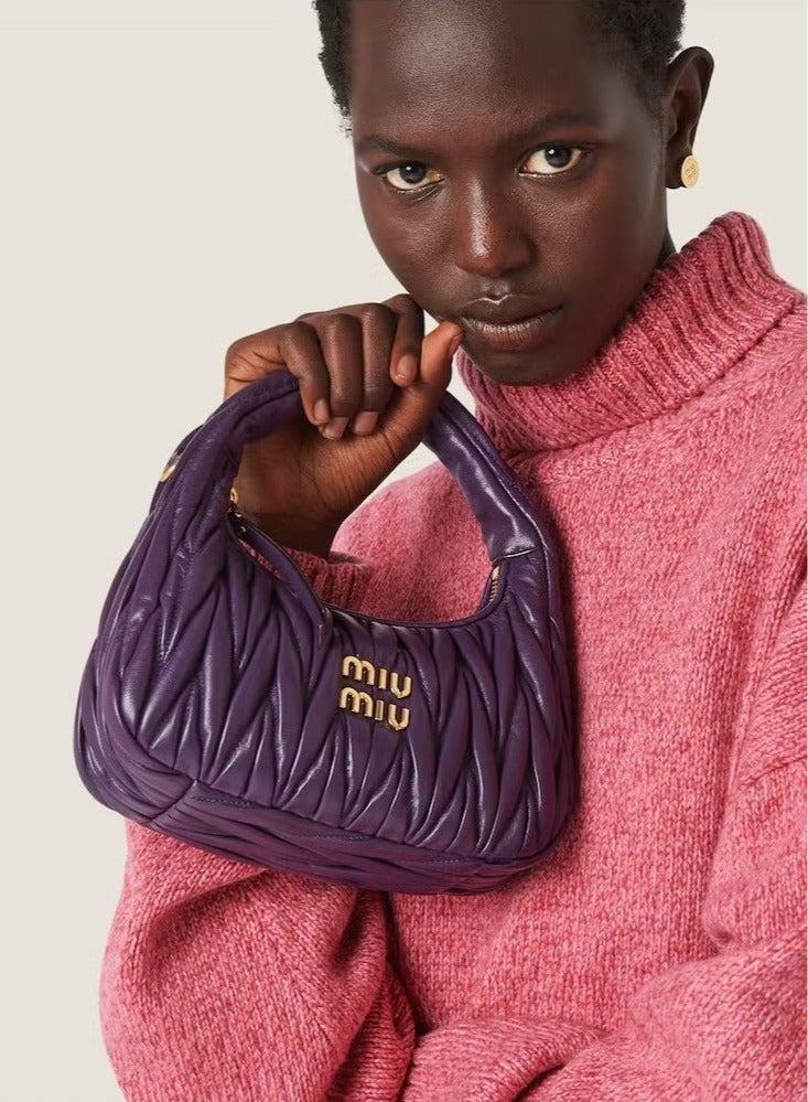 مياو مياو Wander Quilted Nappa Leather Hobo Crossbody Shoulder Bag - Image 4