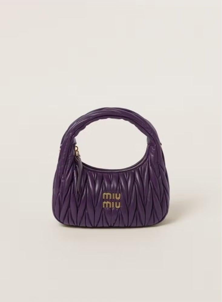 مياو مياو Wander Quilted Nappa Leather Hobo Crossbody Shoulder Bag - Image 1