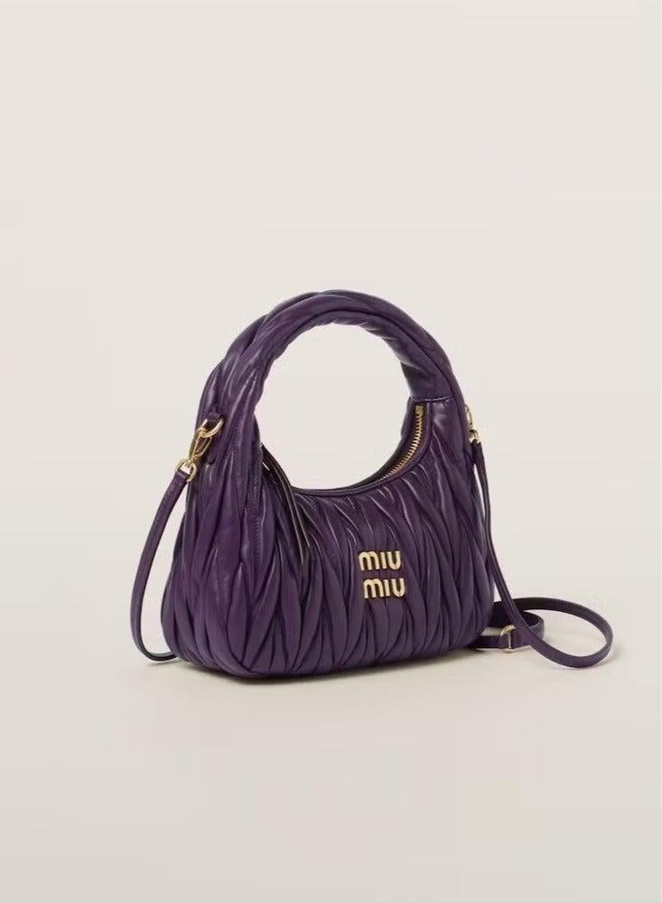 مياو مياو Wander Quilted Nappa Leather Hobo Crossbody Shoulder Bag - Image 2