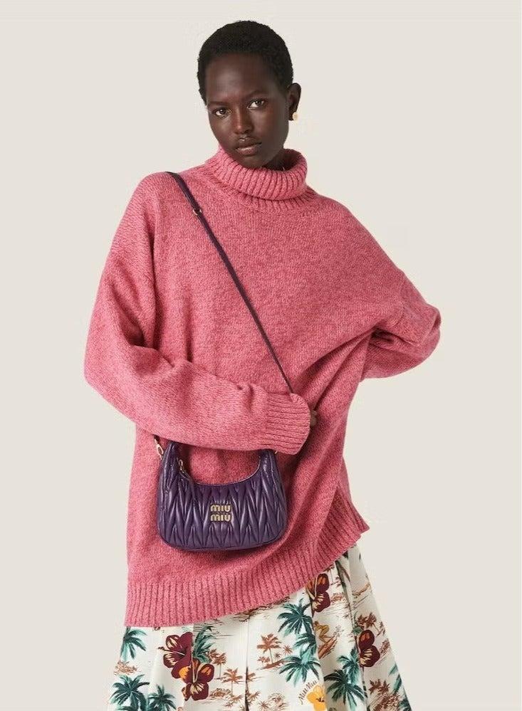 مياو مياو Wander Quilted Nappa Leather Hobo Crossbody Shoulder Bag - Image 3