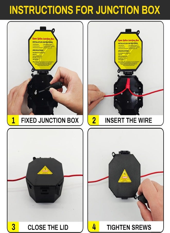 MIARALA Black Open Splice Junction Box (Single), Electrical Splice Box Wire Junction Box with Cover V0 Flame Retardant Rating(Highest Level) - Image 4