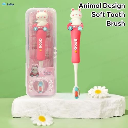 FunBlast Toothbrush for Kids, Animal Design Soft Tooth Brush, Manual Toothbrush for Kids, Extra Microfiber Soft Bristles Toothbrush for 3-6 Years old Children, Boys and Girls (Pink3) - Image 5