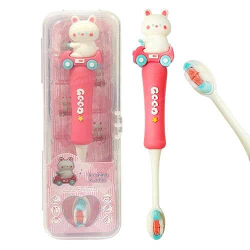 FunBlast Toothbrush for Kids, Animal Design Soft Tooth Brush, Manual Toothbrush for Kids, Extra Microfiber Soft Bristles Toothbrush for 3-6 Years old Children, Boys and Girls (Pink3) - Image 1