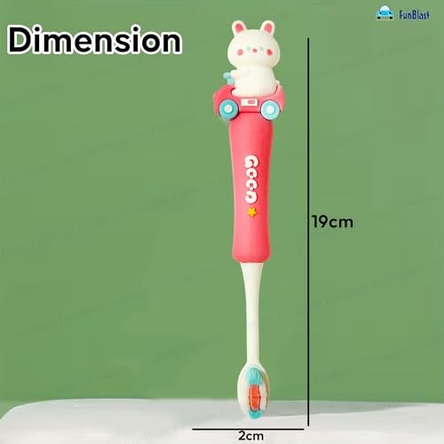 FunBlast Toothbrush for Kids, Animal Design Soft Tooth Brush, Manual Toothbrush for Kids, Extra Microfiber Soft Bristles Toothbrush for 3-6 Years old Children, Boys and Girls (Pink3) - Image 3