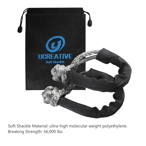 Ucreative 1" x 30' Kinetic Recovery & Tow Rope Kit Max 48,000 lbs Breaking Strength with 2PCS Synthetic Soft Shackles for Off-Road Vehicle 4WD Pick Up Truck SUV (Gray) - Image 2