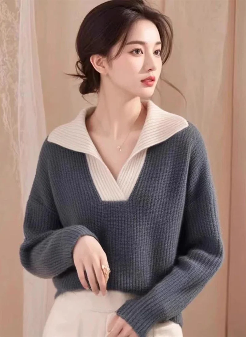 YUNIQEE Charcoal  Cable Knit Pullover Acrylic Winter Sweater