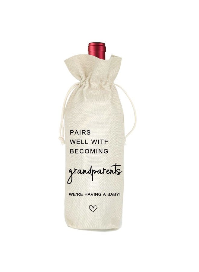Socive Pregnancy Announcement Wine Bag, Baby Announcement Wine Bags, Pairs Well With Becoming Grandparents Congratulations, Gift for New Grandpa Grandma New Baby - Grandparents Gift - Image 1