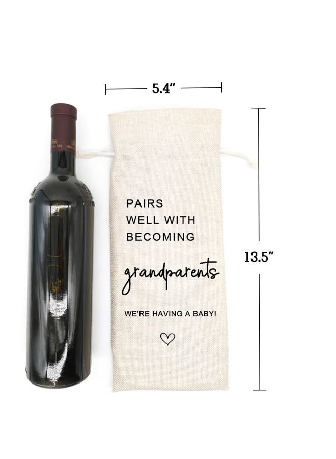 Socive Pregnancy Announcement Wine Bag, Baby Announcement Wine Bags, Pairs Well With Becoming Grandparents Congratulations, Gift for New Grandpa Grandma New Baby - Grandparents Gift - Image 2