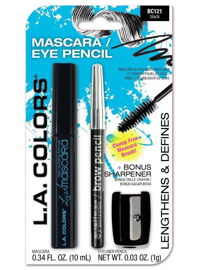 L.A. Colors Mascara, Eyeliner Pencil & Sharpener, Black, 1 Ounce