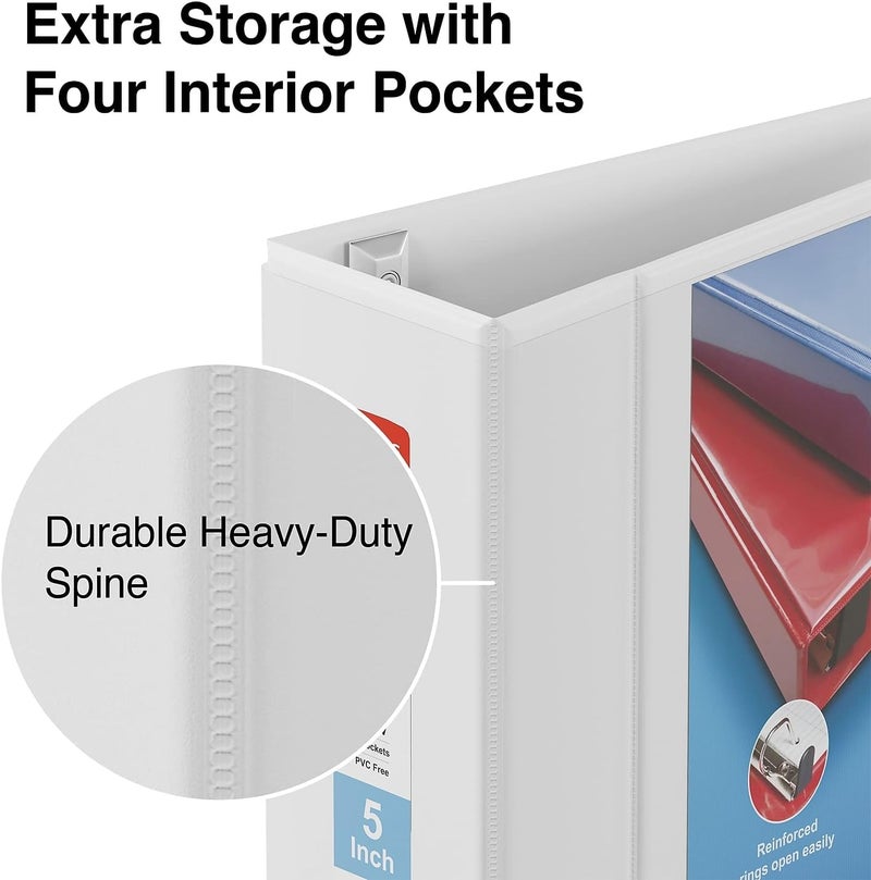 Staples Heavy Duty 5-Inch 3-Ring View Binder White - Image 4