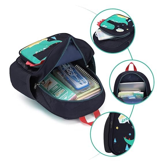 Frantic Polyester Waterproof 26 L School Backpack Daypack Picnic Bag For Boys & Girls(Blue_Cool_Dino) - Image 5