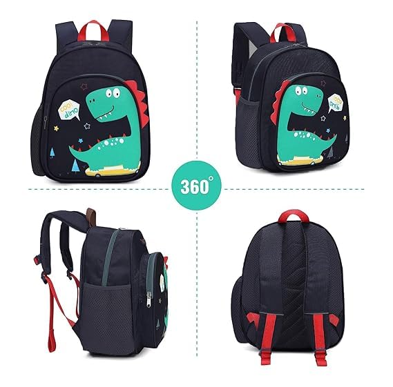 Frantic Polyester Waterproof 26 L School Backpack Daypack Picnic Bag For Boys & Girls(Blue_Cool_Dino) - Image 2