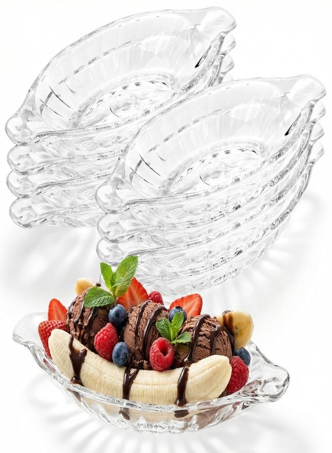 Goaste 8 Pack Banana Split Bowls Set, 8 oz Glass Ice Cream Dishes, Clear Banana Split Boats, Transparent Serving Plates for Fruits, Yogurt, Ice Cream, Brownies, Snack, Salad, Grapes - Image 1