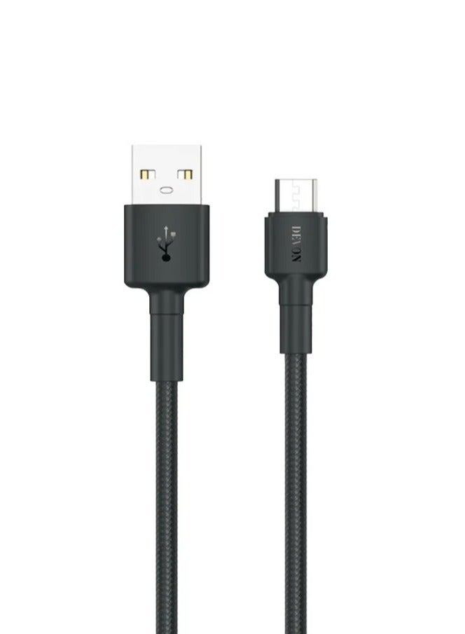 Devon Micro USB Cable 1m Fabric Up to 3A; Provides you high-speed simultaneous transfer and data backup in seconds ensuring fast and safe charging for your devices - Image 1